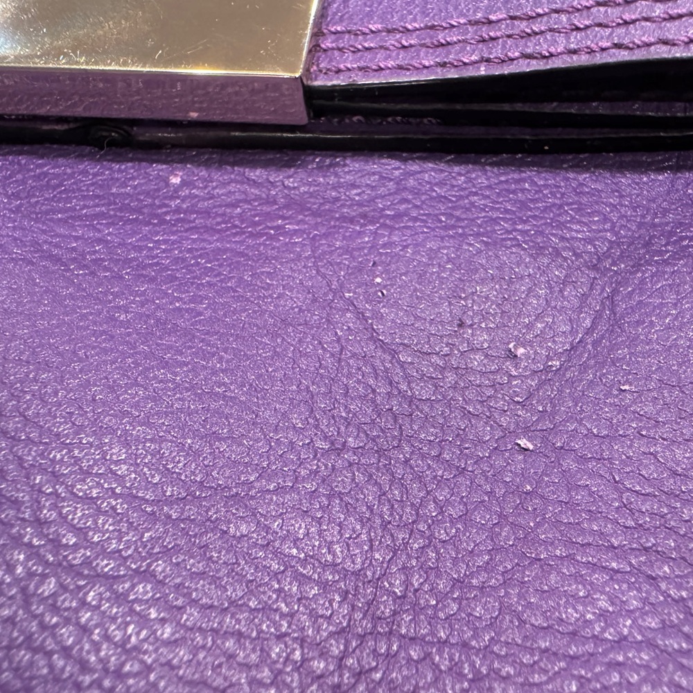 Kate Spade Vintage Purple Leather Crossbody Bag with Bow, Gold Chain and Logo - Picture 13 of 14